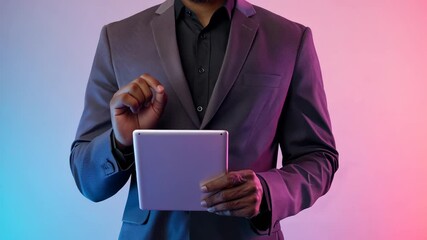 Wall Mural - The Businessman Holding Tablet