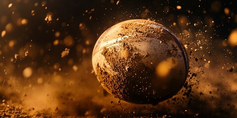 Aufkleber - Dusty sphere in motion, dirt explosion.