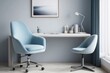 © Nirwasita - UPFrosty White Study Room Design With Light Blue Swivel Chair-enhance-6x