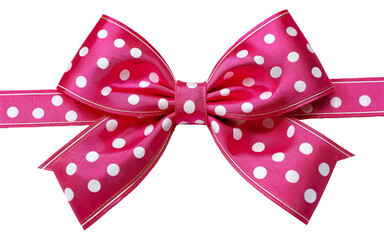 Wall Mural - red ribbon bow with white dots on transparent background