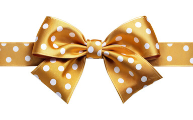 Wall Mural - gold ribbon bow with white dots on transparent background