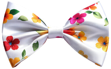 Wall Mural - ribbon bow with flowers print on transparent background