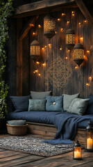 Wall Mural - A Cozy Living Room Adorned For Ramadan Celebrations As A Welcoming Smartphone Wallpaper