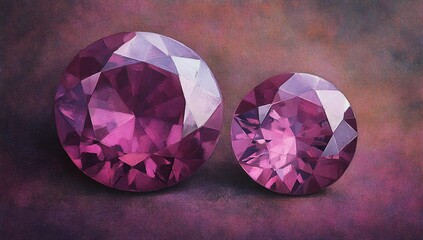 Aufkleber - Two purple gemstones, large and small, on a textured background.