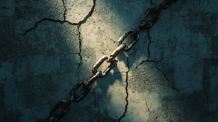Wall Mural - Broken Chains Against Cracked Wall Symbolizing Struggle and Freedom