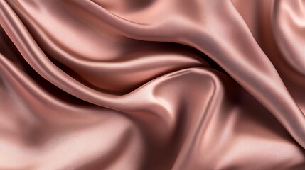 Aufkleber - Close-up of draped rose gold silk fabric with soft folds and waves.
