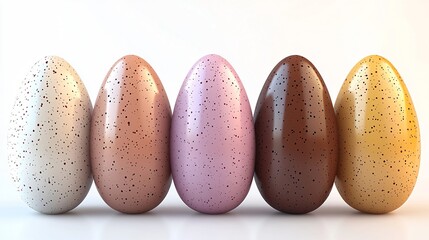 Wall Mural - Colorful speckled Easter eggs in a row.  Holiday decoration