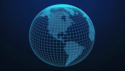 blue grid globe geometric shape