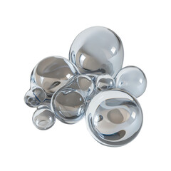 Aufkleber - A cluster of various sized transparent glass spheres rests on a plain white background, showcasing their reflective surfaces.