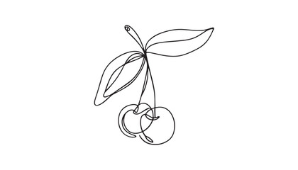 Wall Mural - Continuous one single minimal line drawing Cherry