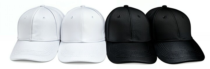 Wall Mural - Blank baseball cap color set on white background 