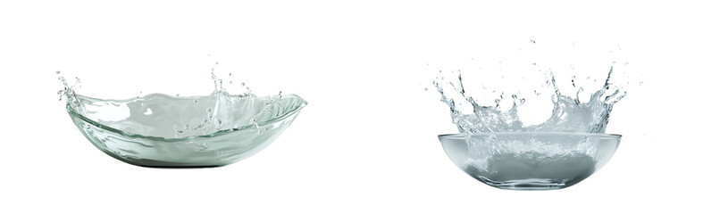 Aufkleber - Transparent 3D render showing a blue water splash with water droplets scattered around, standing alone