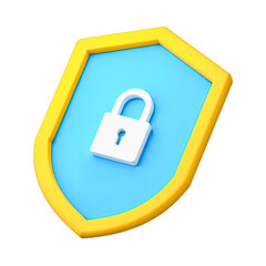 Shield icon with padlock symbol representing security in design