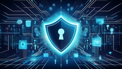 Poster - data protection concept network data security safety confidential data protection concept with chara