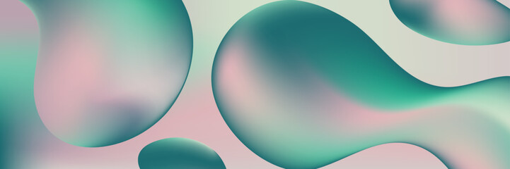 Aufkleber - Abstract green and pink liquid wave futuristic background. Smooth retro banner vector design