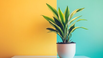 Poster - Indoor house plant on colourful background