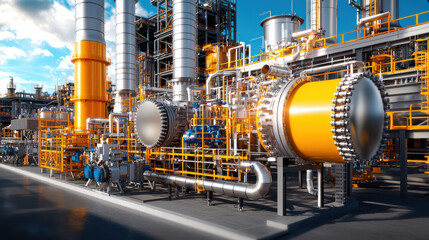 Leinwandbilder - digital engineering model showcasing advanced industrial machinery and technology in modern facility. vibrant colors and intricate designs highlight innovation in manufacturing processes