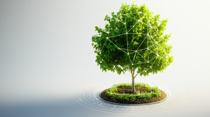 Aufkleber - digital model of tree integrated with technology, showcasing innovation and nature harmony. This representation highlights blend of nature and modern technology