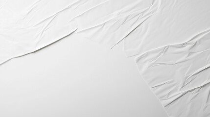 Aufkleber - Minimalist high-resolution close-up of crumpled white paper surface. Smooth yet rippled texture with visible creases and folds. Even lighting enhances depth, realism, and tactile impression. A modern,