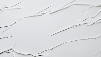 Aufkleber - Minimalist high-resolution close-up of crumpled white paper surface. Smooth yet rippled texture with visible creases and folds. Even lighting enhances depth, realism, and tactile impression. A modern,