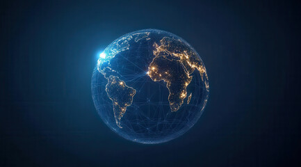 Wall Mural - digital globe with glowing connections representing global networks