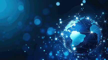 Wall Mural - digital representation of earth with glowing connections and blue tones