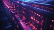 © Ajigus - Futuristic server room with glowing lights and complex network infrastructure.