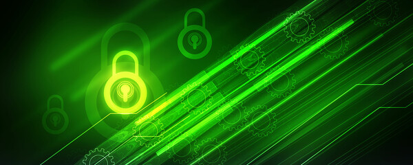 Wall Mural - 2d illustration Safety concept: Closed Padlock on digital background