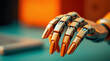 © hurricanehank - Hand of a robot with manicure. Futuristic wallpaper with cyborg limb with painted nails