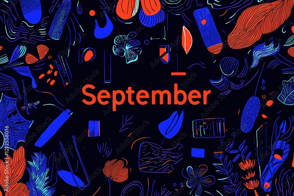 A creative display highlights the month of September through various colorful patterns and forms.