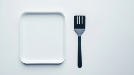 Wall Mural - Minimalist Kitchen Utensils on White Background