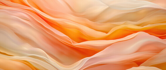 Leinwandbilder - Soft, flowing abstract waves in warm orange and cream tones create serene atmosphere