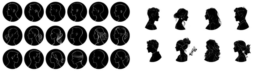 Wall Mural - An updated set of illustrations including silhouette heads, avatar faces, and gender-specific person icons