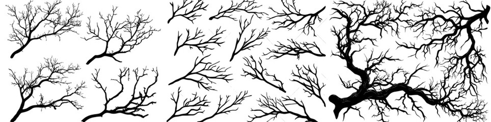 Poster - Tree silhouettes in a barren state, hand-drawn