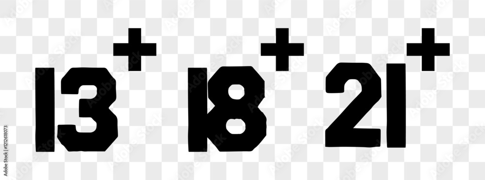 set isolated age restricted 3, 5, 9, 13, 16, 18, 21 plus yeas old, age ...