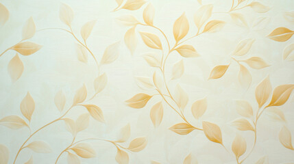 Fototapete - Elegant wallpaper featuring subtle floral pattern with soft beige leaves, perfect for enhancing interior spaces