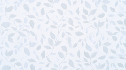 Fototapete - Soft white wallpaper with delicate leaf patterns creates serene atmosphere. Ideal for home decor or interior design projects