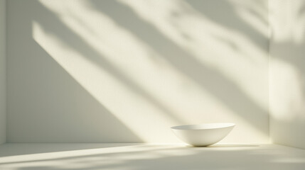 Aufkleber - Minimalist bowl in serene setting with soft shadows and light
