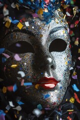 Sticker - Carnival Mask with Confetti