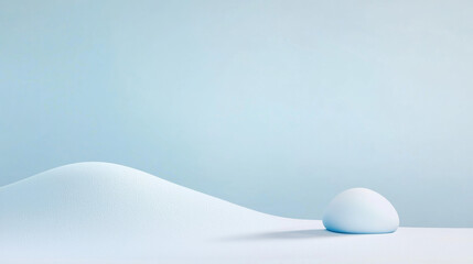 Aufkleber - serene landscape featuring soft, white hills and smooth, blue tinted object, evoking tranquility and calmness