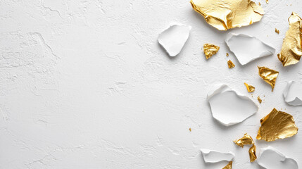 Aufkleber - Clean white texture with gold accents creates luxurious and elegant feel. Perfect for backgrounds or design projects