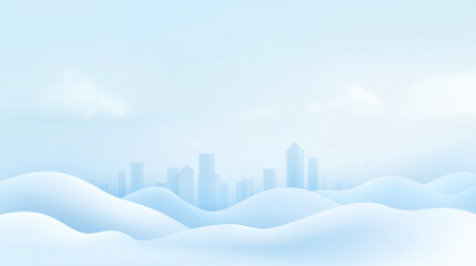 Aufkleber - Soft blue gradient with faint outlines of city skyline in background, creating serene winter atmosphere