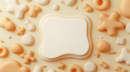 Leinwandbilder - Soft cream background with abstract shapes in warm tones, creating playful and inviting atmosphere