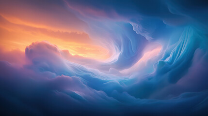 Poster - serene blue and pink cloud formation creates calming atmosphere, evoking tranquility and peace