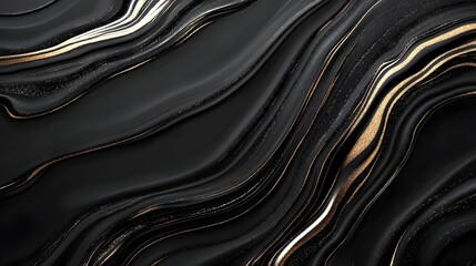 Wall Mural - Elegant Black Marble Texture with Subtle Silver Streaks and Glossy Finish