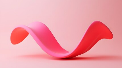 Wall Mural - Vibrant Abstract Pink and Red Wave-like Curves Forming Dynamic Stage for Product Placement