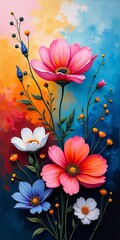 Wall Mural - Vibrant petals dance in the breeze, a colorful symphony of nature's beauty