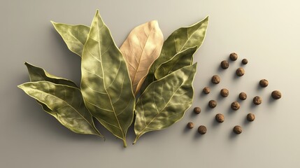 Wall Mural - bay leaves and whole spices