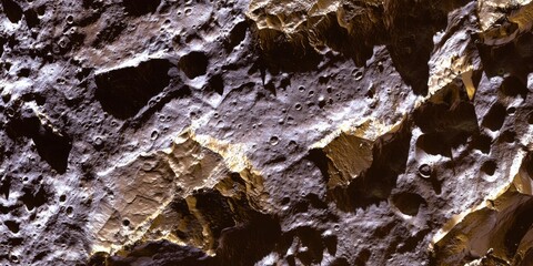 Aufkleber - an asteroids surface, showing metallic and rocky textures as a spacecraft approaches for study.