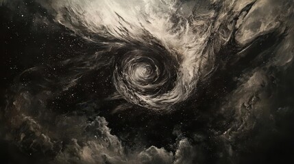 Wall Mural - celestial nightscape featuring swirling nebulae and countless stars in deep charcoal and silver tone